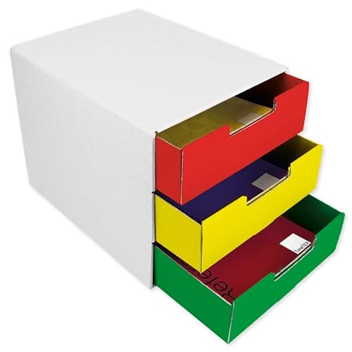 TimeTEX Schubladen-Box A4 "ColorFIT" mit drei Schüben - farbig - aus Pappe - 92897 von TimeTEX