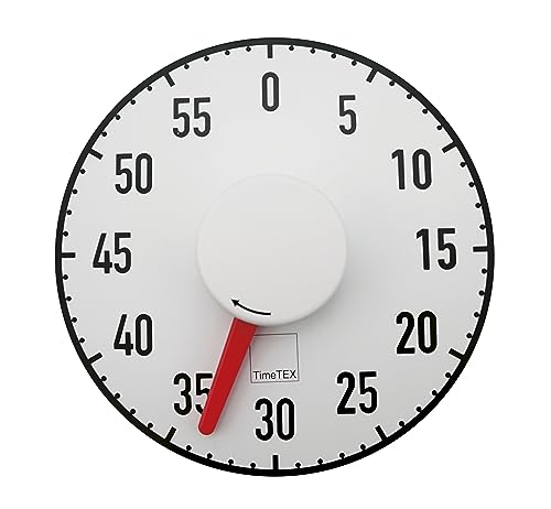 TimeTEX - Tafel-Zeitdauer-Uhr "Automatik" | Magnetischer, batteriefreier Timer. Mit normalem Ziffernblatt und Signalton am Ende der Laufzeit | Inhalt: Timer Weiß / Rot (Größe: 19 cm ø) von TimeTEX