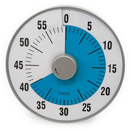 TimeTEX - Zeitdauer-Uhr L Blau| Lautloser 60 Minuten Countdown mit visuellem und akustischen Signal für Selbständigkeit | Inhalt: Batteriebetriebener Timer in Blau (Größe: ca. 19 cm ø) von TimeTEX