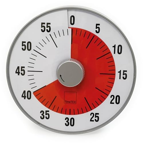 TimeTEX - Zeitdauer-Uhr L Rot | Lautloser 60 Minuten Countdown mit visuellem und akustischen Signal für Selbständigkeit | Inhalt: Batteriebetriebener Timer in Rot (Größe: ca. 19 cm ø) von TimeTEX