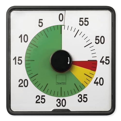 TimeTEX Zeitdauer-Uhr - Timer Countdown mit Ampelscheibe - lautlos - mit Ablaufsignal - mit Batterien - 20 cm x 20 cm - 62609 von TimeTEX