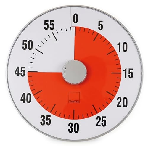 TimeTEX - Zeitdauer-Uhr XL Rot | Lautloser 60 Minuten Countdown mit visuellem und akustischen Signal für Selbständigkeit | Inhalt: Batteriebetriebener Timer in Rot (Größe: ca. 32 cm ø) von TimeTEX