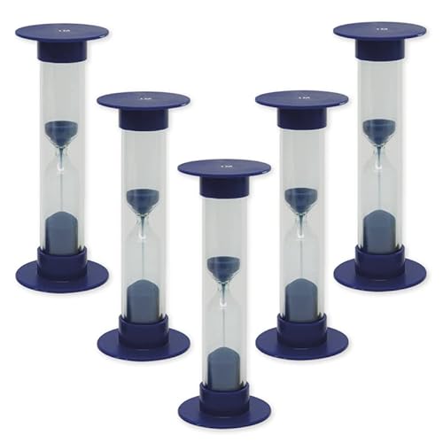TimeTex Sanduhren-Set 5-TLG. - 1 Minute - blau - 10 cm hoch - 5 Sanduhren mit der gleichen Laufzeit - 61994 von TimeTEX