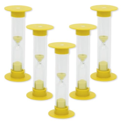 TimeTex Sanduhren-Set 5-TLG. - 3 Minuten - gelb - 10 cm hoch - 5 Sanduhren mit der gleichen Laufzeit - 61991 von TimeTEX
