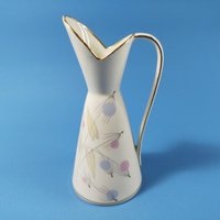 Mid-Century Modern Mini Vase Krugform Mit Abstraktem Blumen Motiv - Edelstein Bavaria Goldzier von TimeTurnedFinds