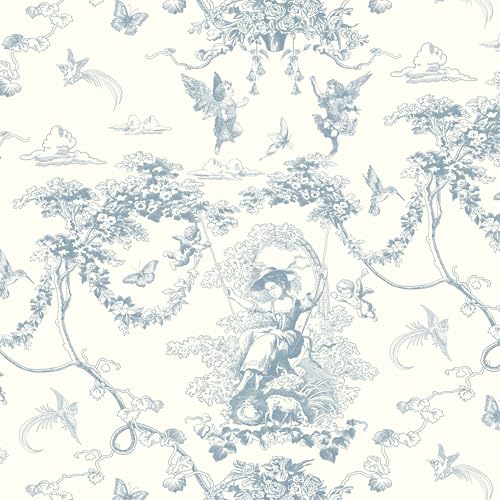Timeet 41x1000cm Selbstklebende Tapete Blau Klebefolie Amor Gemälde Möbelfolie Selbstklebend Vinyl Wasserdicht Klebetapete für Wohnzimmer Schlafzimmer Möbel Schrank von Timeet