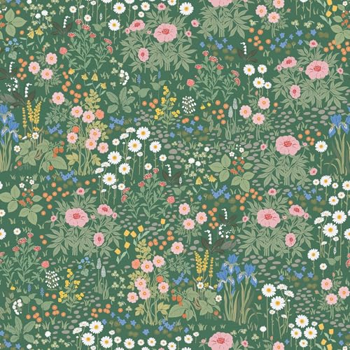 Timeet 44x1000cm Grün Selbstklebende Tapete Blumen Blätter Vintage Grüne Klebetapete Selbstklebend Vinyl Wasserdichte Wandpapier für Schlafzimmer Wohnzimmer Küche Schrank Wand Möbel von Timeet