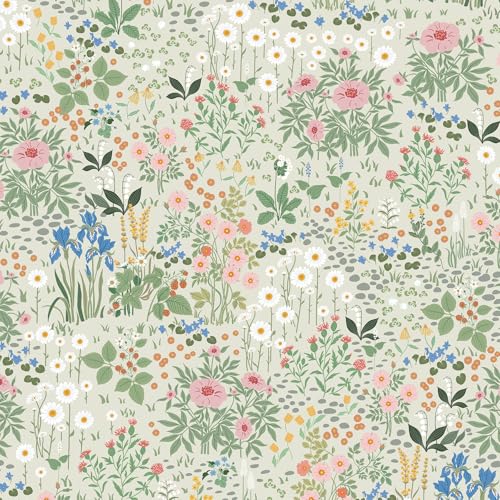 Timeet 44x1000cm Selbstklebende Tapete Blumen Beige Vintage Blumentapete Möbelfolie Selbstklebend Vinyl Klebetapete für Wohnzimmer Schlafzimmer Küche Wand Möbel Schrank von Timeet