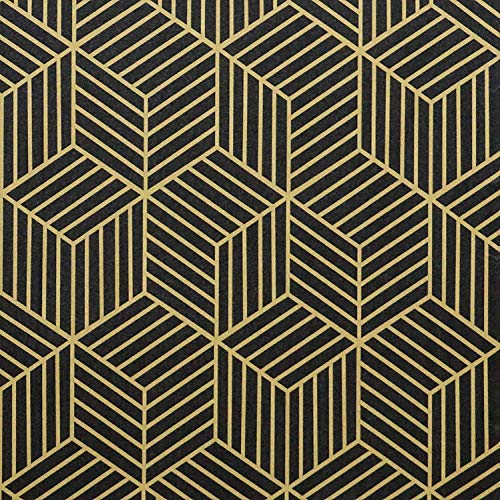 Timeet Selbstklebende Tapete Schwarz Klebefolie Möbel Muster Golden Sechseck Möbelaufkleber 40x1000CM Wasserdicht Möbelfolie Selbstklebend Geometrische Vinyl Folie für Möbel Wand Regal Schublade von Timeet