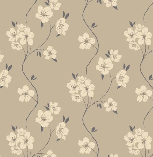 Timeet Hellbraun Selbstklebende Tapete Blumen Klebefolie Möbel Gelb Blume Muster Möbelfolie Selbstklebend Floral Möbelaufkleber 39x300cm Wasserfest Vinyl Folie für Möbel Schrank Wohnzimmer von Timeet