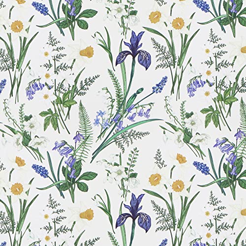 Timeet Selbstklebende Tapete Weiß Blumen Klebefolie Möbel Botanischer Möbelfolie Selbstklebend 39x500cm Selbstklebende Folie Blumen Blumentapete Möbelaufkleber Wasserdichte Vinyl Folie für Möbel Wand von Timeet