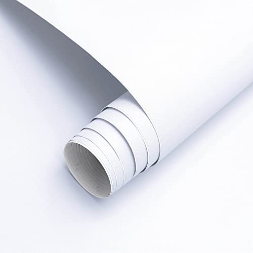 Timeet Klebefolie Möbel Weiss 60x1000cm Klebefolie Weiß Matt Möbelfolie Selbstklebende Tapete Abnehmbare Modern Wasserdicht Vinyl Folie für Möbel Küche Schränk Tür Wände von Timeet