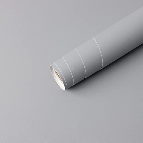 Timeet Möbelfolie Grau Matt 60×500CM Klebefolie Küche Küchenschrank Aufkleber Graue Selbstklebende Tapete Modern Abnehmbare Vinyl Folie für Tür Schränke Tische Wände Küchen Dekorfolie von Timeet