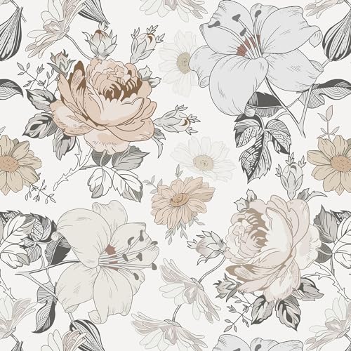 Timeet Selbstklebende Tapete Blumen Klebefolie Blumig 40x300cm Möbelfolie Tapete Selbstklebend Wandverkleidung Vinyl Wandpapier Dekorfolie für Wohnzimmer Schlafzimmer Küche Wand Möbel von Timeet