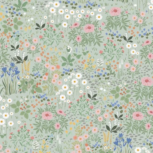 Timeet Selbstklebende Tapete Blumentapete Vintage Grau Grüne 44x300cm Möbelfolie Selbstklebend Vinyl Wasserdichte Klebefolie für Wohnzimmer Schlafzimmer Küche Wand Möbel von Timeet