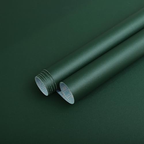 Timeet Selbstklebende Tapete Grün Schwarzgrün Möbelfolie Selbstklebend Grün Matt Klebefolie Möbel Wasserdicht Möbelaufkleber Grüne Vinyl Folie für Möbel Wände Schrank DIY 40x300cm von Timeet