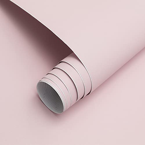 Timeet Selbstklebende Tapete Hellrosa Klebefolie Rosa Matt Möbelfolie Selbstklebend 40x1000cm Klebefolie Möbel Wasserfest Klebetapete Möbelaufkleber Vinyl Folie für Möbel Mädchen Schlafzimmer Schrank von Timeet