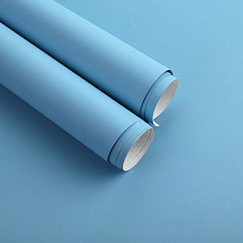 Timeet Selbstklebende Tapete Junge Klebefolie Blau Matt Möbelfolie Selbstklebend 40x300cm Möbelaufkleber Wasserdicht Vinyl Folie für Möbel Kinderzimmer Wand Schrank von Timeet