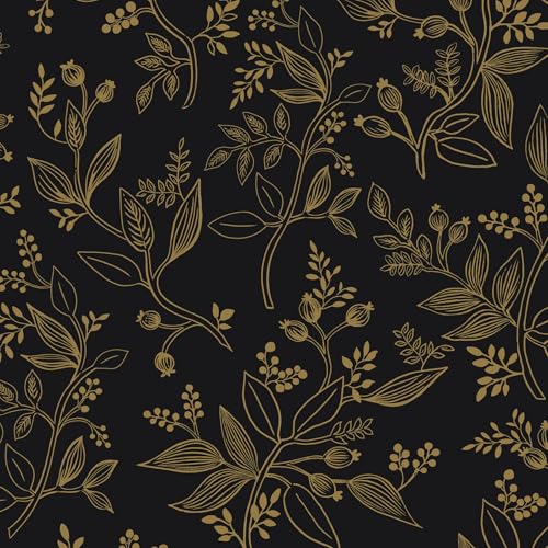 Timeet Selbstklebende Tapete Schwarz und Golden Blätter Klebefolie Möbel Möbelfolie Selbstklebend Setzlinge Früchte Möbelaufkleber 44x300cm Klebetapete Wasserdicht Vinyl Folie für Möbel, Wand von Timeet