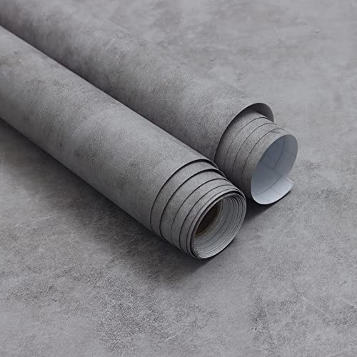 Timeet Tapete Betonoptik Dunkelgrau 40x1000cm Selbstklebend Klebefolie Zement Effekt Möbelfolie Wandverkleidung Dekorfolie Betontextur Wandpapier Industrial Matt Verdickt Vinyl Wandaufkleber von Timeet