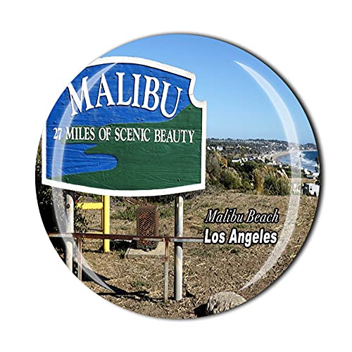 Kühlschrankmagnet, Motiv: Malibu Strand, Los Angeles, USA, Amerika, Kristall, Touristensouvenir, Geschenkkollektion, Kühlschrank-Magnetaufkleber von Timefly