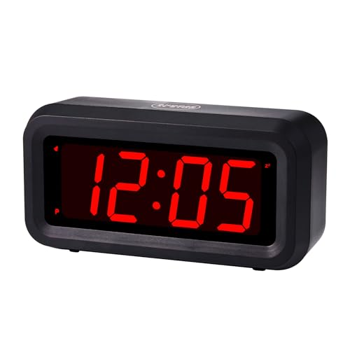 Timegyro Digitaluhr batteriebetrieben, Wecker für Schlafzimmer mit LED-Anzeige mit Langer Batterielebensdauer, einstellbare Helligkeit, 12/24 Stunden, Snooze von Timegyro