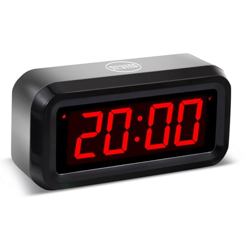 Timegyro Digitaler batteriebetriebener Wecker mit LED-Anzeige für das Schlafzimmer, Lange Batterielebensdauer von 12 Monaten, 3 Helligkeitsstufen, 12/24 Stunden, Snooze von Timegyro