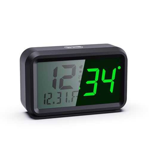 Timegyro LED Digitaluhr batteriebetrieben, Wecker für Schlafzimmer, LED/LCD-Display umschaltbar, LCD-AnzeigeZeit, Monat, Tag und Temperatur, Zwei LED-Helligkeitsstufen,12/24Hr, Snooze von Timegyro