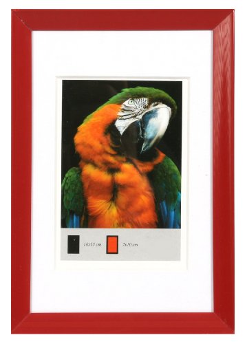 Timeless Kunststoff Bilderrahmen 10x15 bis 40x50 mit Passepartout Foto Rahmen: Farbe: Rot | Format: 10x15 von Timeless