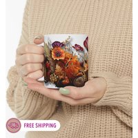 Gardencore Hot Cocoa Drinkware Teetasse Keramik Blumenbecher Boho Wildblumen Schattenhafte Waldwildblumen Natur-Liebhaber-Geschenk von TimelessBohoChic