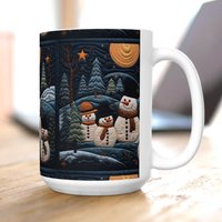 Keramik Winterbecher Schneemänner Unter Dem Mond - Gemütliches Urlaubsgetränk von TimelessBohoChic