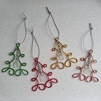 Christbaumschmuck - Farbiger Basteldraht Weißes Seeglas Edelstahl Rot/Grün Gold Roségold von TimelessSeasideGifts