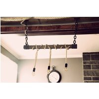 Frachter Chandelier-Industrial Rope Light-Metal Beam Pendant-Rustic Steel Ceiling Lampe-Einzigartige Ungewöhnliche Licht Antique Rustic von TimelessSteels
