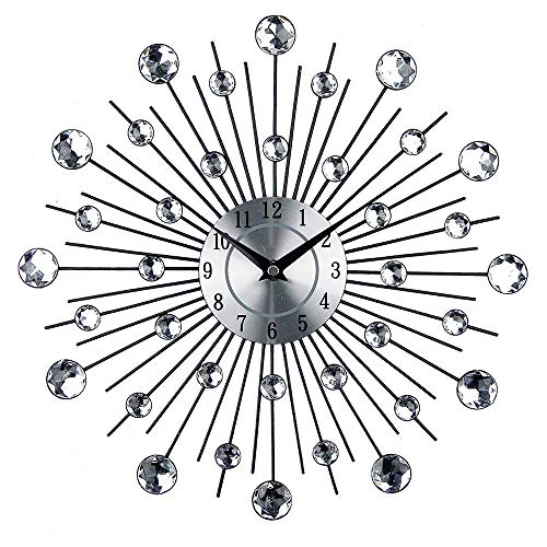 Silber Wanduhr mit Glitzer, Küchenuhr gro?, Moderne Designer Quartz Wanduhr, Analoguhr Wand (Silber) von Timelike