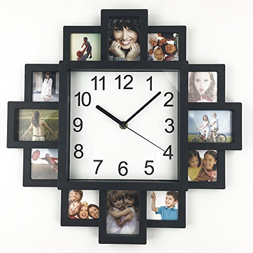 Timelike DIY Rahmenuhr, DIY Wanduhr Modernes Design DIY Fotorahmen Uhr Kunststoff Kunst Bilder Uhr Einzigartige Klok Home Decor - Machen Sie Ihre eigene Multi-Fotouhr (Schwarz) von Timelike