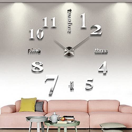 Timelike DIY Wanduhr, DIY Wanduhren Mit 3D Visuelle Aufkleber Modern Design Acryl Wanduhren Geeignet für Home Dekoartikel,Restaurant, Büro und Hotel Silber von Timelike