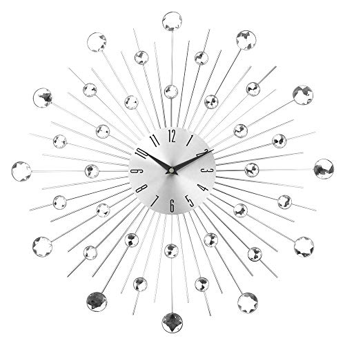 Timelike Moderne 3D Kristall Wanduhr - Feier Dekorative Metall Wanduhr, Silber Spiegel Funkelnde Bling Diamant besetzte Wand Dekor Uhr Ideal für Wohnzimmer Schlafzimmer Büro (Silber) von Timelike