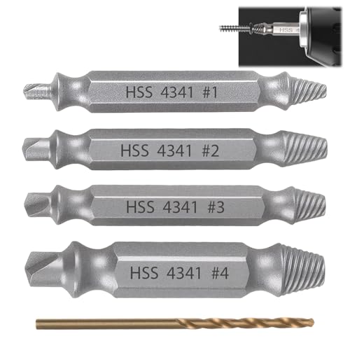 5-teiliges Schraubenentferner-Set, Ausdreher-Bit-Set mit 4 Spiralbohrern, allgemeine Sets doppelseitiges Schrauben-Entfernungswerkzeug, Anti-Rutsch-Funktionen für beschädigte, gebrochene, abisolierte 5-teiliges Schraubenentferner-Set, Ausdreher-Bit-Set mit 4 Spiralbohrern, allgemeine Sets doppelseitiges Schrauben-Entfernungswerkzeug, Anti-Rutsch-Funktionen für beschädigte, gebrochene, abisolierte von Times Mark