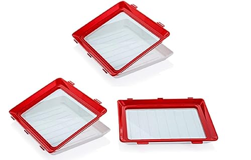 Timess Kreative Lebensmittelkonservierung Tablett Lebensmittelkonservierungsschale Gesunde Vakuum Frische Aufbewahrung Tablett Mit Elastischen Film Schnalle Dichtung Vorratsbehälter Set (3pcs) von TIMESS