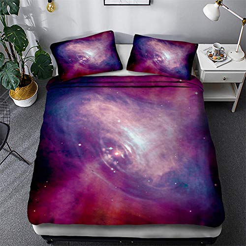 Timiany Bettwäsche 3D Galaxis Bettbezug 135×200 Bettwäsche Set 3 Teilig Bettbezüge Mikrofaser Bettbezug Mit Reißverschluss Und 2 Kissenbezug 50x75cm (Milchstraße,135x200+80x80) von Timiany