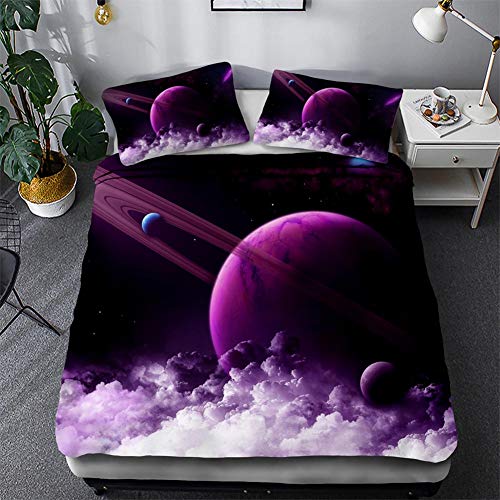 Timiany Bettwäsche 3D Galaxis Bettbezug 135×200 Bettwäsche Set 3 Teilig Bettbezüge Mikrofaser Bettbezug Mit Reißverschluss Und 2 Kissenbezug 50x75cm (Outer Space,135x200+80x80) von Timiany