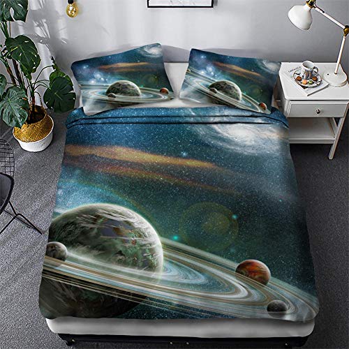 Timiany Bettwäsche 3D Galaxis Bettbezug 135×200 Bettwäsche Set 3 Teilig Bettbezüge Mikrofaser Bettbezug Mit Reißverschluss Und 2 Kissenbezug 50x75cm (Universe,135x200+80x80) von Timiany
