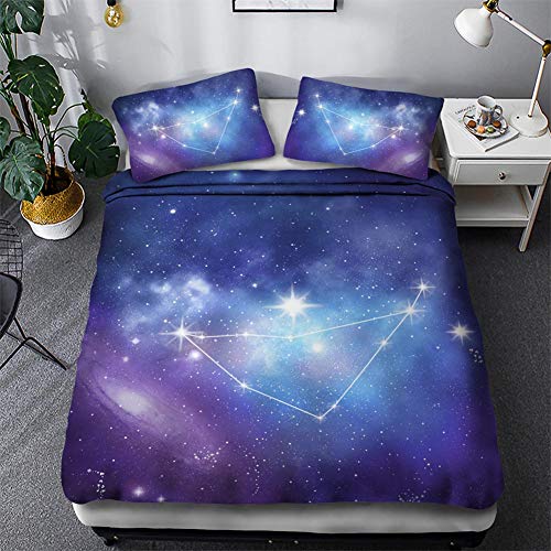 Timiany Bettwäsche 3D Galaxis Mikrofaser Bettbezug 155×200 Bettwäsche Set 3 Teilig, Bettbezüge Mit Reißverschluss Und 2 Kissenbezug 50x75cm (Milchstraße,135x200+80x80) von Timiany