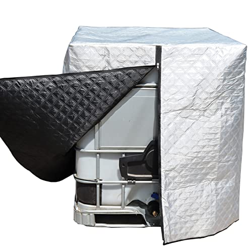 IBC Tank Abdeckung, IBC Wärmedämmung Regenschutz Container Cover IBC Schutzhülle frostsicher Abdeckplane Schutzhülle Schutzhaube für 1000L IBC-Tank Behälter Container Regenwassertank (Silber) von Timisea