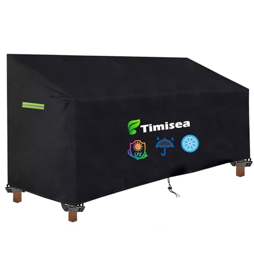 Timisea 3 Sitzer Gartenbank Abdeckung mit Belüftungsöffnungen 4 Schnappverschlussgurte Winddicht Abdeckplane 600D Wasserdicht UV-Beständig Oxford Gewebe Schutzhülle für Gartenmöbel Gartensofa von Timisea