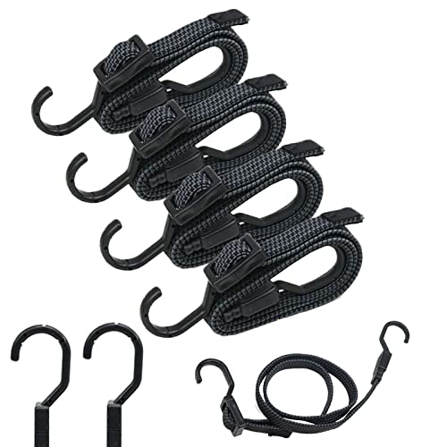 Timisea 4 Stück Spanngummi mit Haken Verstellbar 100cm schwarz extra stark breit Gummiseile, Gepäckspanner Gummibänder für Sonnensegel, Garten, Fahrrad, Autotransport, Motorrad,Fahrradkorb von Timisea