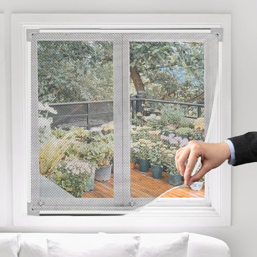 Timisea Fliegengitter Fenster Magnet,fenster-fliegengitter mit innovativer magnetbefestigung, 100 x 120cm,DIY Insektenschutz Magnetisches Fenstergitter, kein Bohren,Einfache Installation von Timisea