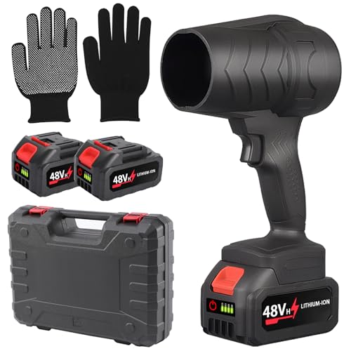 Timisea Turbo Jet Blower Profi-Set 2 Akkus + Ladegerät + Aufbewahrungskoffer + Handschuhe - Leistungsstarker Lithium-Gebläser für Laub, Auto & Industrie - Leicht, Variabler Luftstrom von Timisea