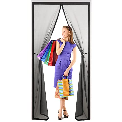 Magnet Fliegengitter Balkontür 85x230cm, Fiberglas Insektenschutz Fliegenschutz Full Frame Moskitonetz Magnetverschluss Automatisches SchließEn, für Flure/Türen/Fenster. - Schwarz von Timizi