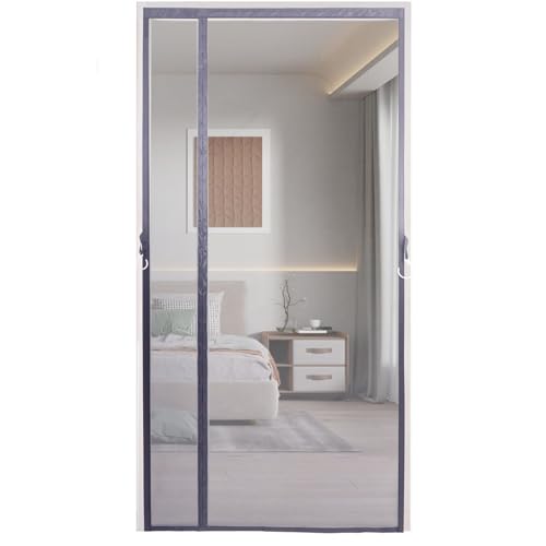 Magnet Fliegengitter Tür 95x205cm, Fiberglas Insektenschutz Fliegenschutz Balkontür Klettband Selbstklebend Moskitonetz TüR Ohne Bohren, für Außentüren Eingangstüren. - Grau von Timizi